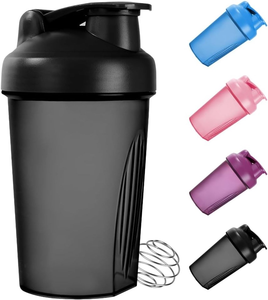 400ml Proteïne Shaker Fles met RVS Mengbal, Lekvrije Shake Fles voor Sportschool, BPA-vrij en Ideaal voor Supplementen en Eiwitshakes