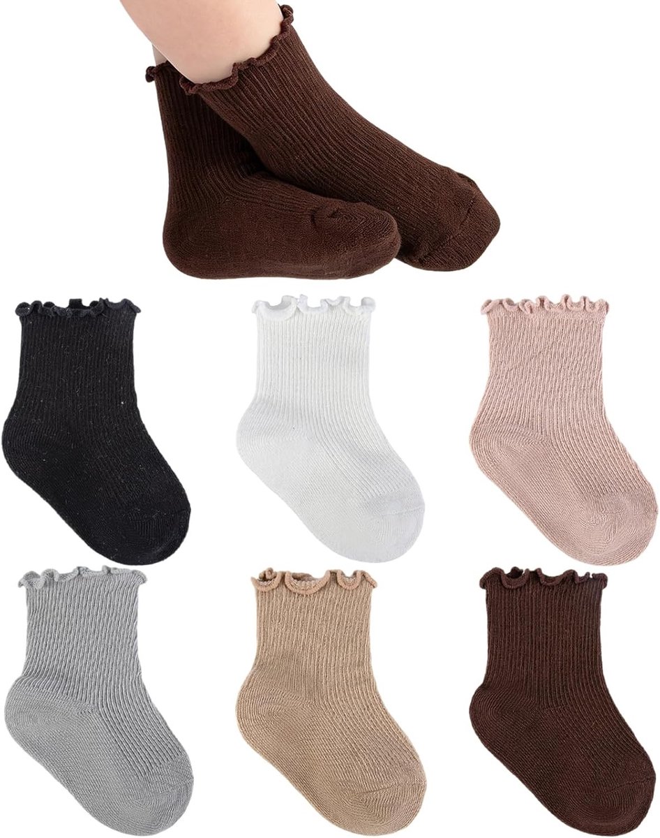 Elegante babysokken met ruches voor meisjes, katoen sokken voor pasgeborenen, perfect voor doop en speciale gelegenheden (0-5 jaar)