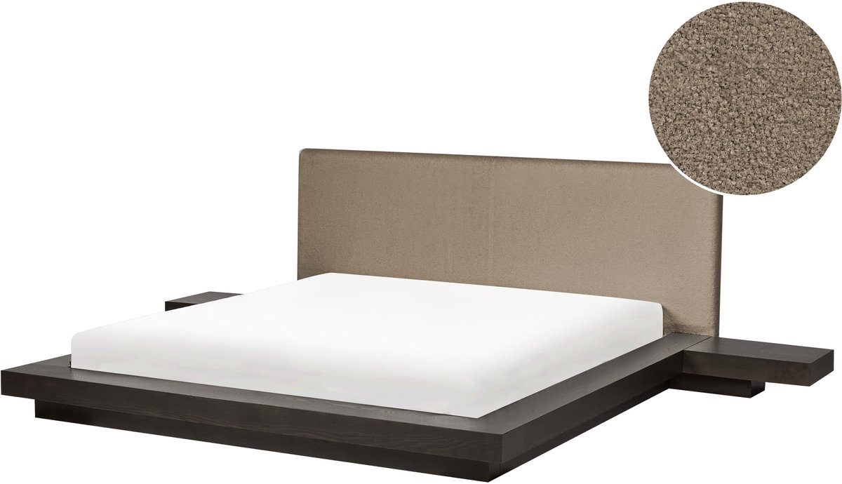 ZEN - Tweepersoonsbed - Donkerbruin/Taupe - 160 x 200 cm - MDF