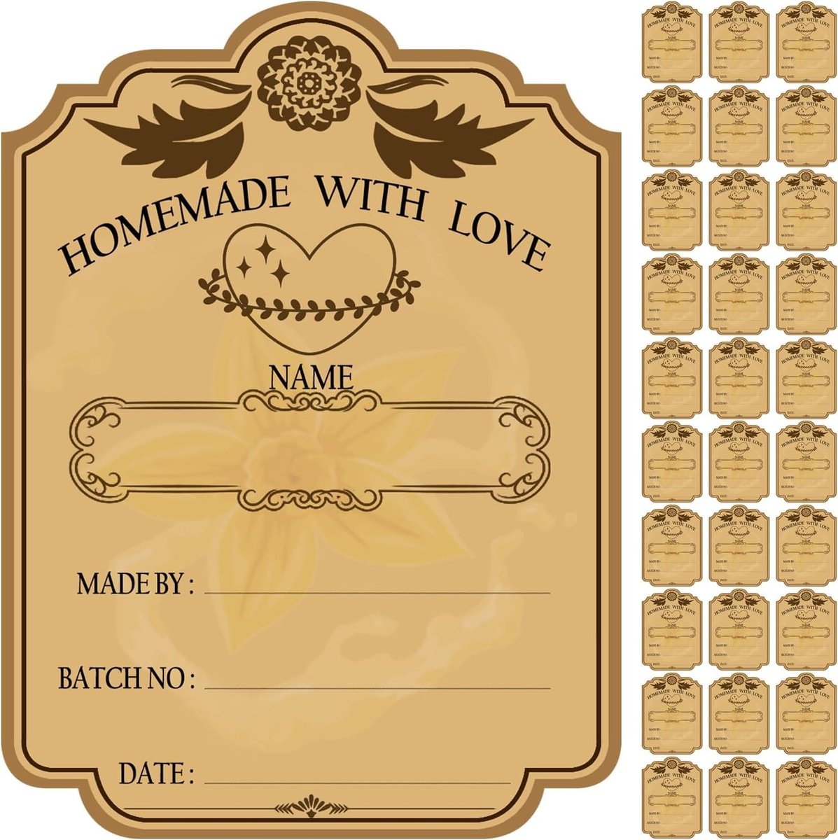 Prachtige DIY Vintage Stickers voor 8oz en 16oz Flessen - Zelfklevende Labels voor Essentiële Olie en Cadeautags