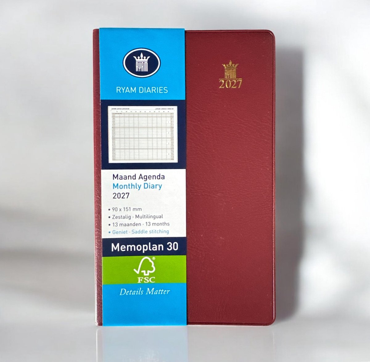 Ryam Zakagenda 2027 - Memoplan 30 BORDO (9cm x 15cm)