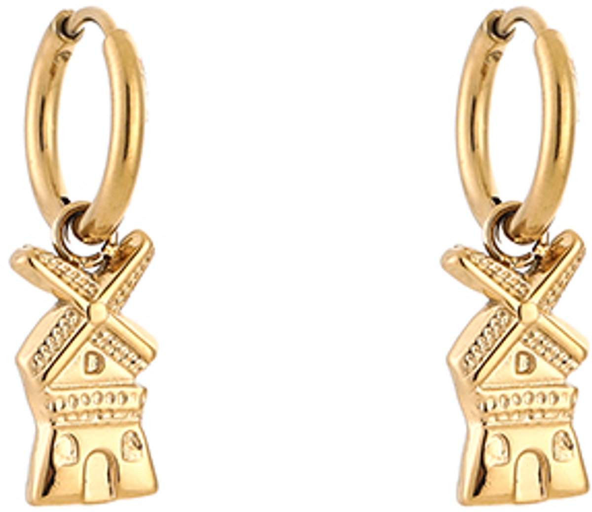 Stainless Steel Hollandsche Molen Bedel Oorringen – Iconische & Trendy Hoops – RVS - Goud
