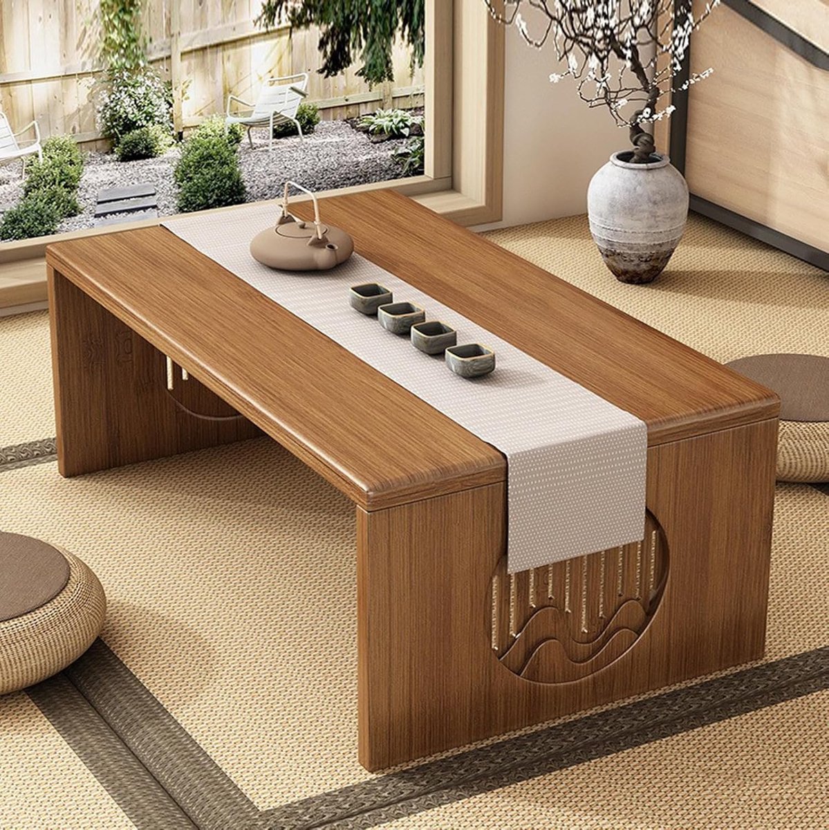 Vloertafel bamboe inklapbaar lage tafel Japans design met ruimtebesparend ontwerp draagbare campingtafel 80 cm