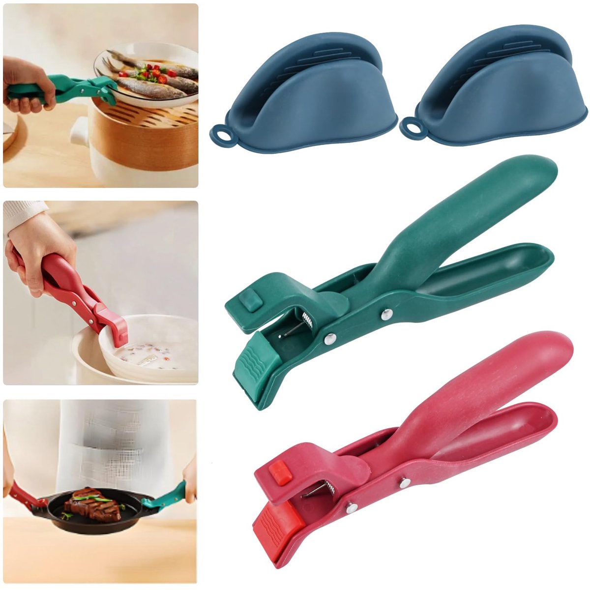 Dailygoods - 2 Stuks Multifunctionele Antislip Kom Houder Clip met Ovenwanten