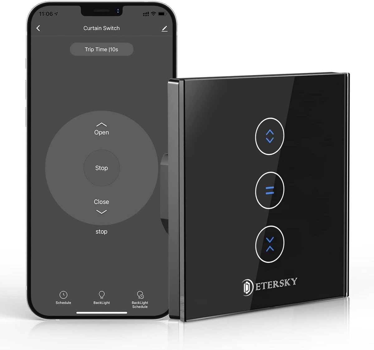 SnelShoppen - Smart Blind Switch, WiFi Blindbediening, Timerfunctie, Touch Panel, Compatible met Alexa en Google Home, App Afstandsbediening voor Gord