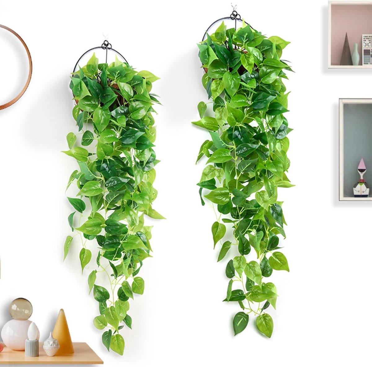 SnelShoppen - Kunstplanten Hangend - 2 Stuks 110 cm - Plastic Ivy - Decoratie voor Wand, Patio, Feest - Realistisch Groen