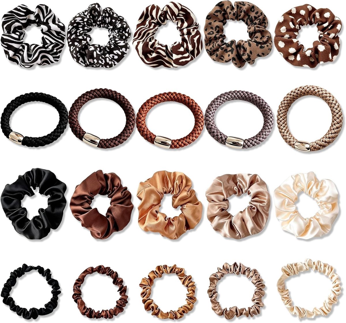 25 Stuks Satijnlook Scrunchies en Haarelastiekjes met Luipaardpatroon voor Dames, Elastische Haarbanden voor Sport en Dagelijks Gebruik, Perfect voor Diverse Kapsels