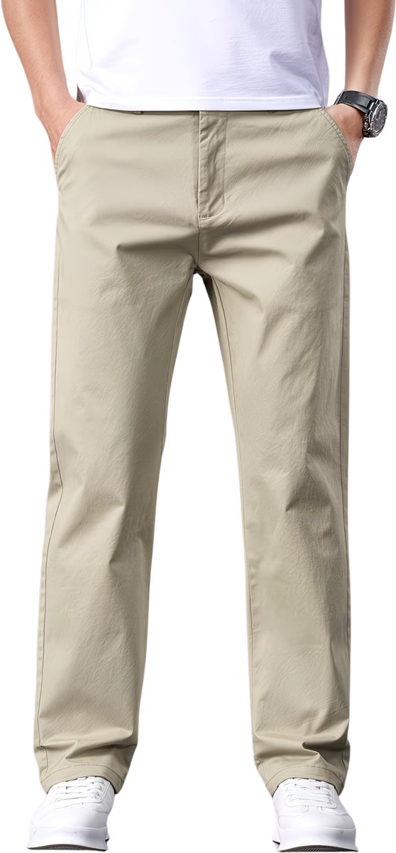 Currero Pantalon Heren Chino Regular Fit Golfbroek Nette Broek Elastische Tailleband Volwassenen XXXS Creme