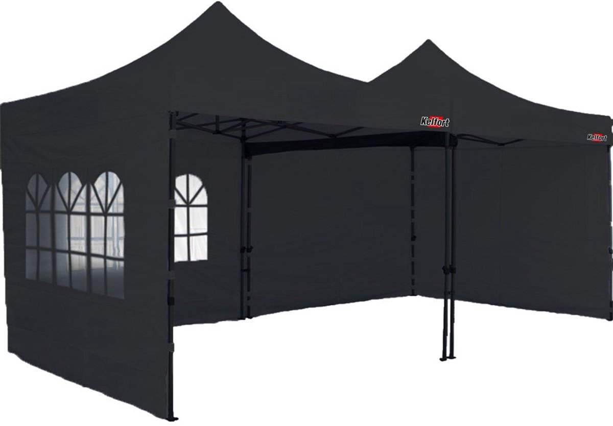 Kelfort Zijwandenset voor Doorwerktent 2.9mx2.9m Zwart - 1526986