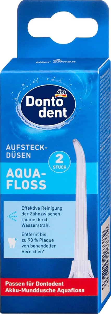 SnelShoppen - 2x Dontodent vervangstukken voor Aquafloss mond irrigator, effectieve interdental reiniging, hoge plaque verwijdering, precisie waterstr
