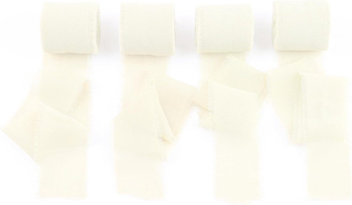 SnelShoppen - Chiffon Ribbons Set 4 Rollen 3.5cmx13m, Zijdeachtige DIY Strikken, Bruiloft Versiering, Cadeau Wikkelen, Handgemaakte Creaties, Feest De