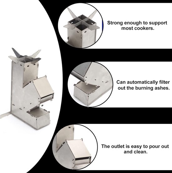 Camping Rocket Stove - Draagbare Houtgestookte Kachel voor Buiten van Camping — afbeelding 4