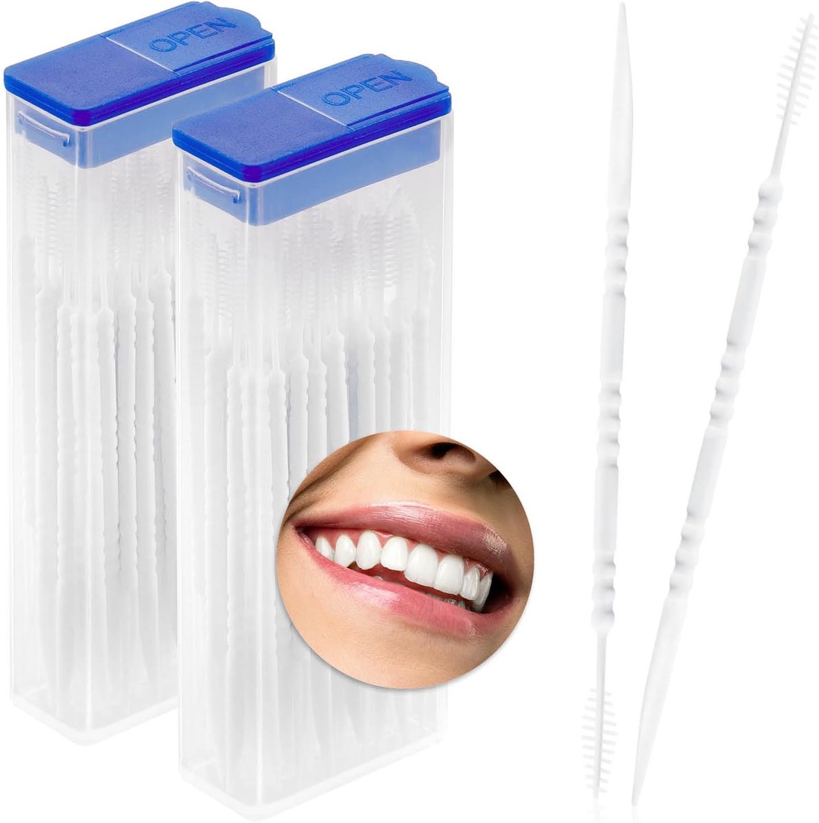 SnelShoppen - 120x Interdentale Tandenborstels in Dispenser, Professionele Tandverzorging voor Smalle Ruimtes, Reisklare Tandenstokers voor Thuis en O