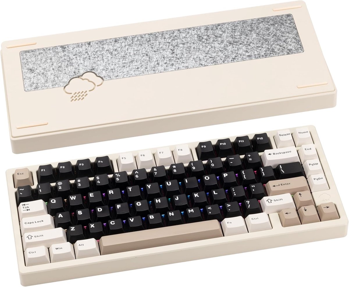 SnelShoppen - Mechanisch Toetsenbord met HMX/JWK Switches, Aluminium Behuizing, Ergonomisch, Draadloos en Bedraad, Wit, Perfect voor Gaming en Kantoor