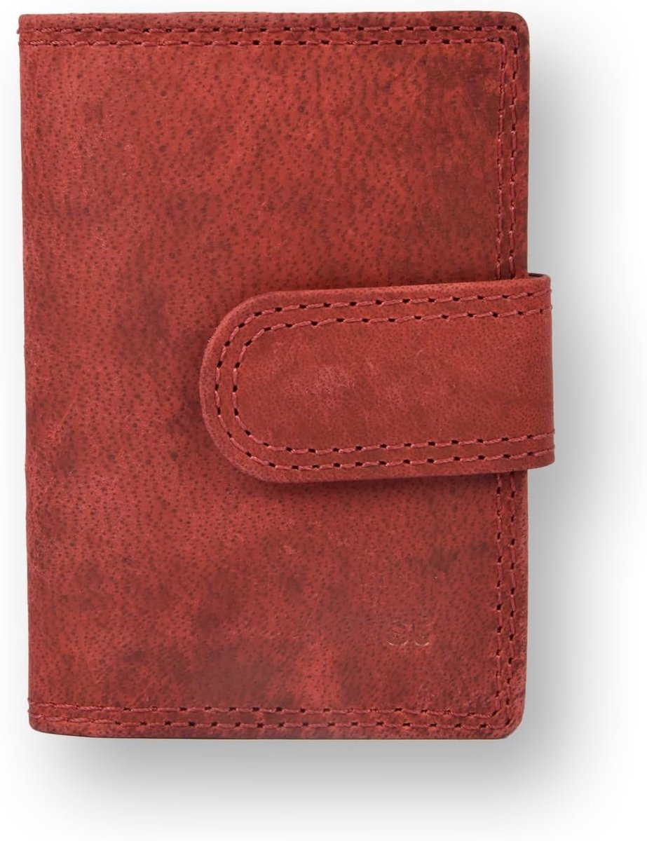 SnelShoppen - Genuine Leather Wallet | RFID Credit Card Holder | 14 Compartiments | Compact & Lichtgewicht | Rood | Modern Design voor Dames, Heren en