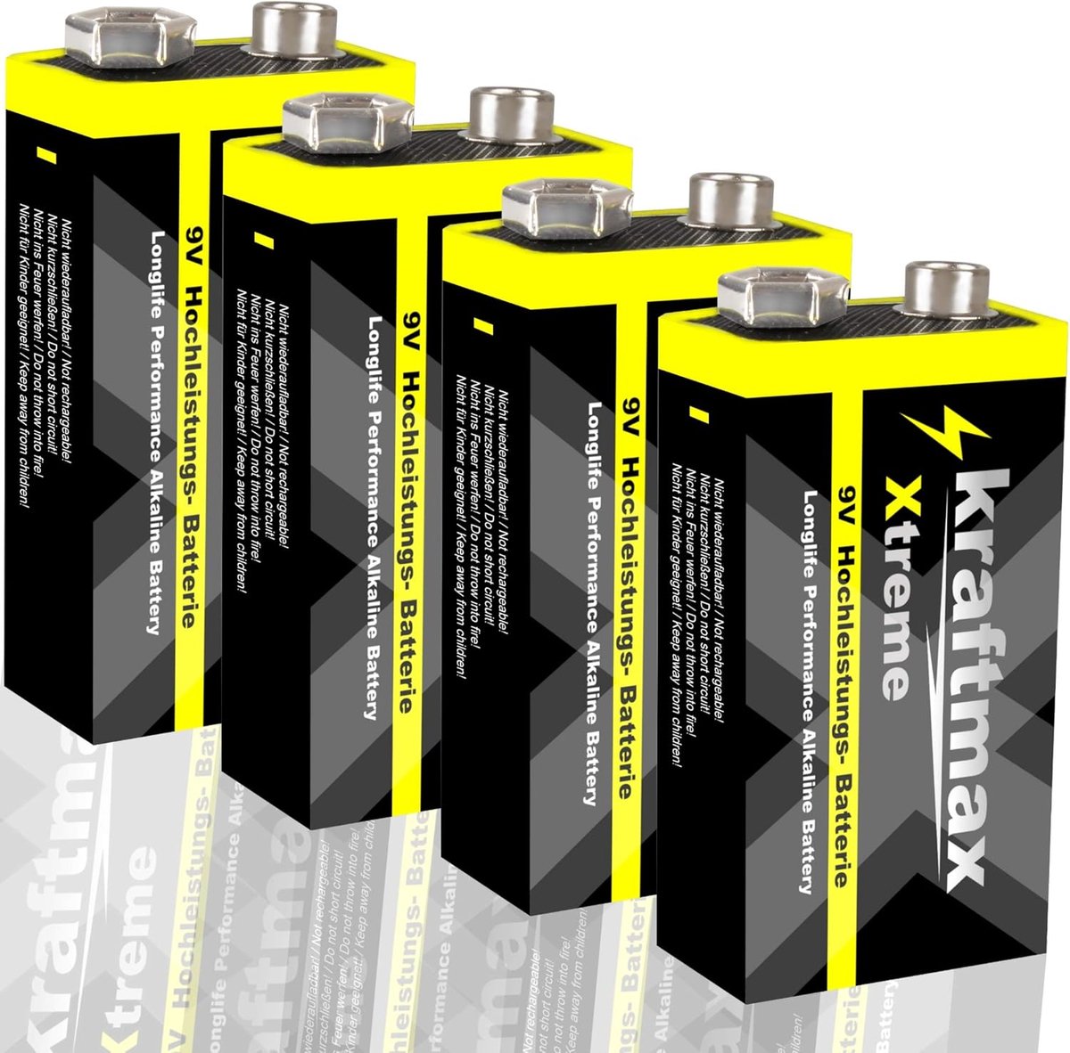SnelShoppen - 4-Pack 9V Blok Batterijen - Hoogwaardige 6LR61 Alkaline Batterijen voor Rookmelders - Langdurige Energielevering, Ideaal voor Profession