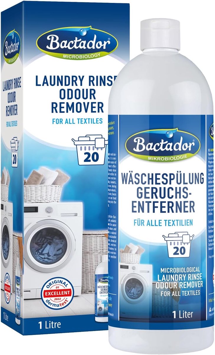SnelShoppen - Bactador Wasmiddel 1L - Antibacteriële Wasreiniger - Geurverwijderaar voor Textiel - Effectieve Odor Removal - Geschikt voor Urine, Vuil