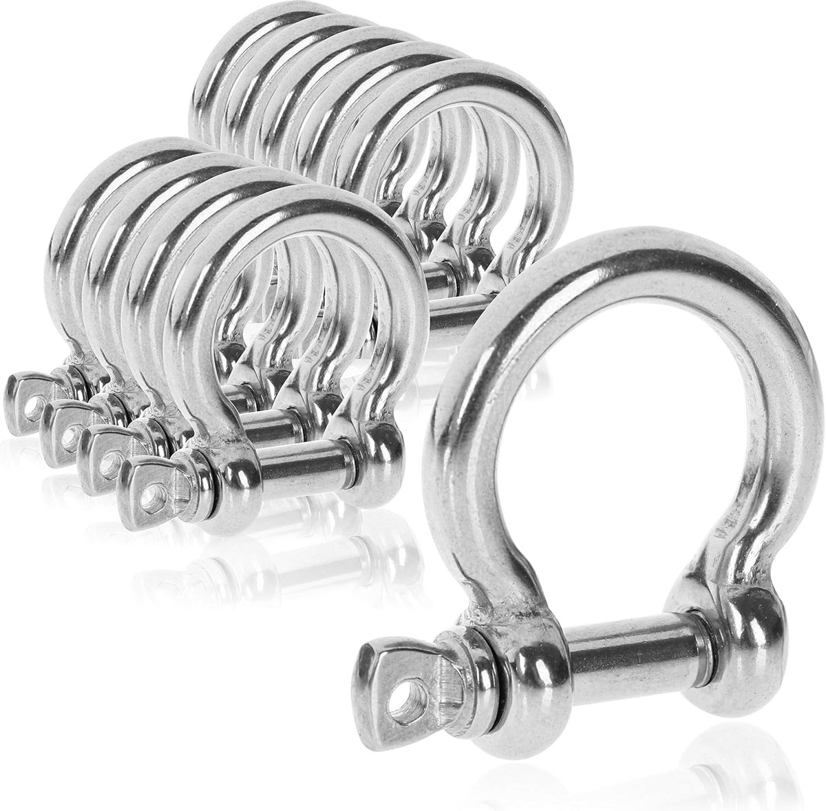 SnelShoppen - 10x Carabiners O-vorm met Schroefsluiting - Roestvrij Staal 304 - 4,5 x 30 mm - Voor Bevestigen van Tassen, Kabels, Touwen en Chains
