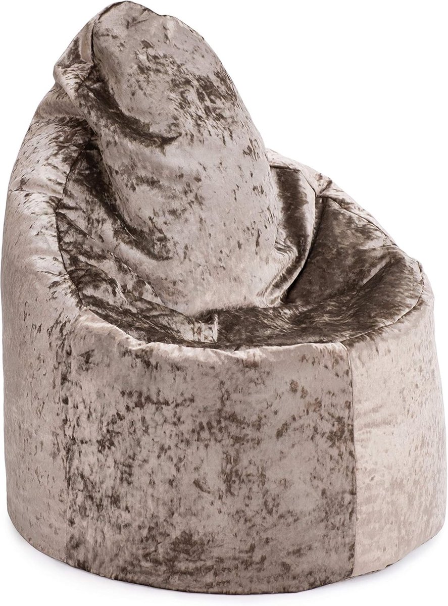 SnelShoppen - Hippo Crushed Velvet Look 'Bijou' Gaming Lounger Bean Bag | Ergonomisch Ontwerp | Hoogwaardige Zitzak voor Uren Relaxatie | Truffel Kleu