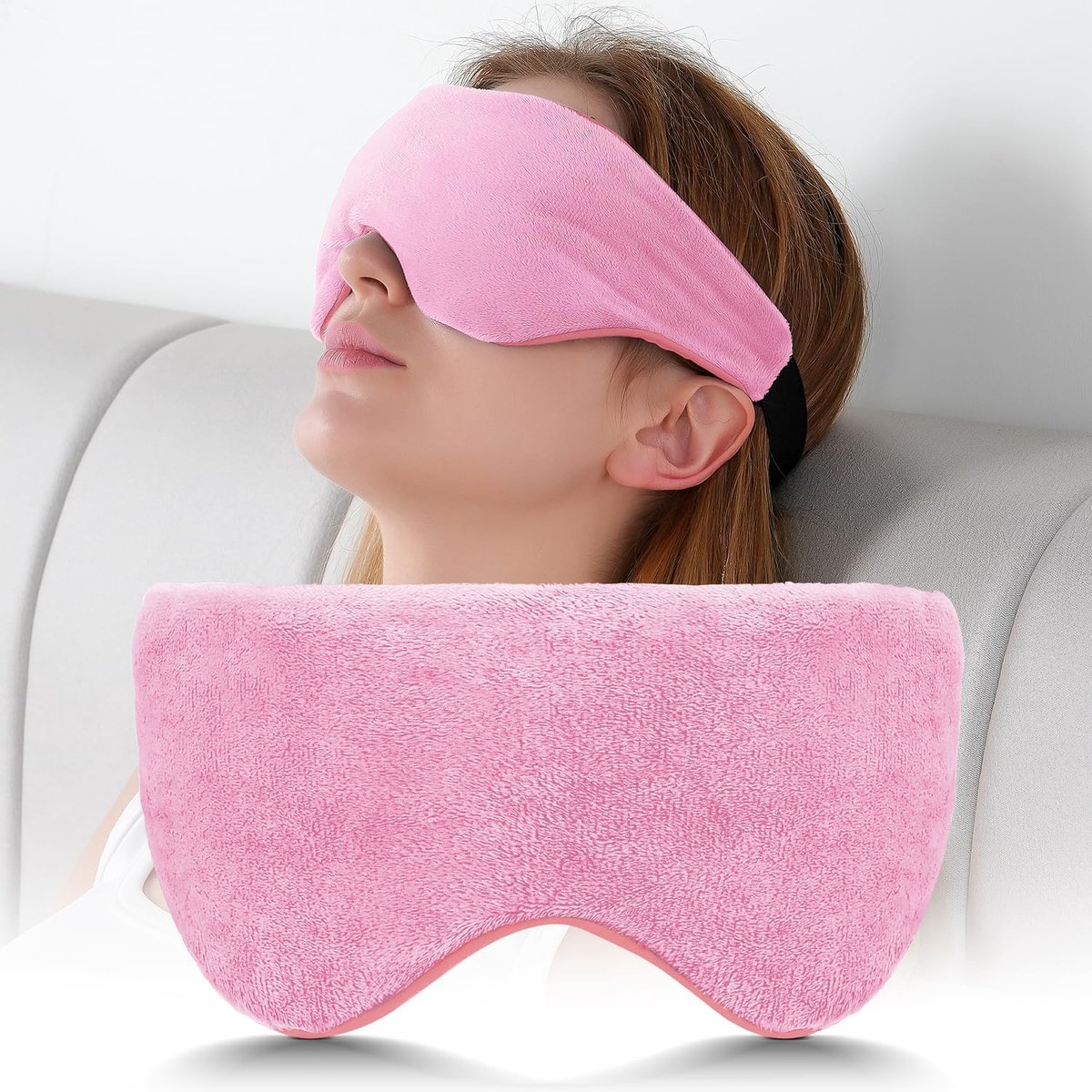 SnelShoppen - Gewogen Oogmasker voor Dames en Heren - Verwarmbaar en Vriesbaar Oogkussen met Siliconen Kralen - Zachte Ademende Katoenen Oogbedekking
