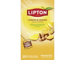 Lipton Herbal Tea Lemon & Ginger - 80 Piramide Theezakjes - Kruidenthee Citroen & Gember - 4 x 20 Zakjes - Voordeelverpakking