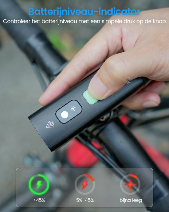 RAVEMEN 1400 Lumen Intelligente Dag-/Nachtloopfietslamp-Auto AAN/UIT-Lichtsensor- IPX7 Waterdicht- USB-C- Aluminium Behuizing - voor fietsen op de weg en VTT — afbeelding 3