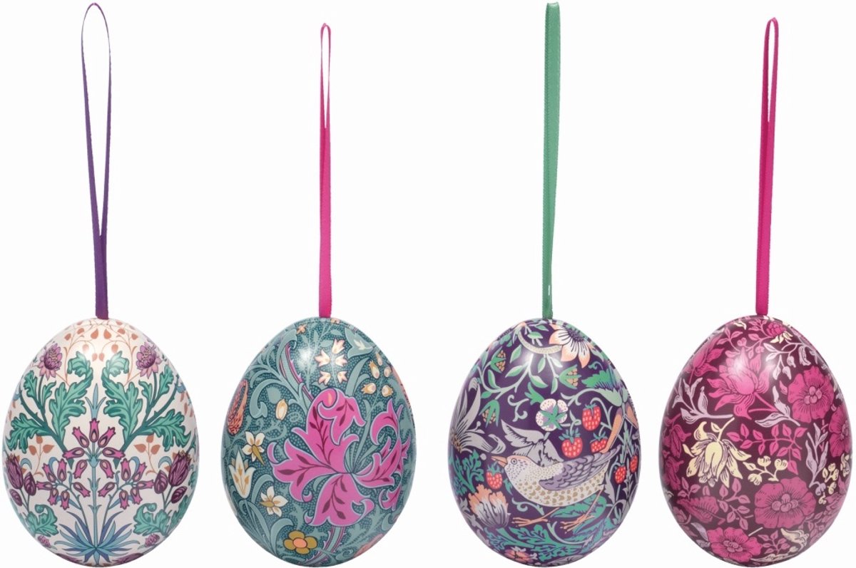 Blikje Mini eieren William Morris 4 stuks 5x7cm