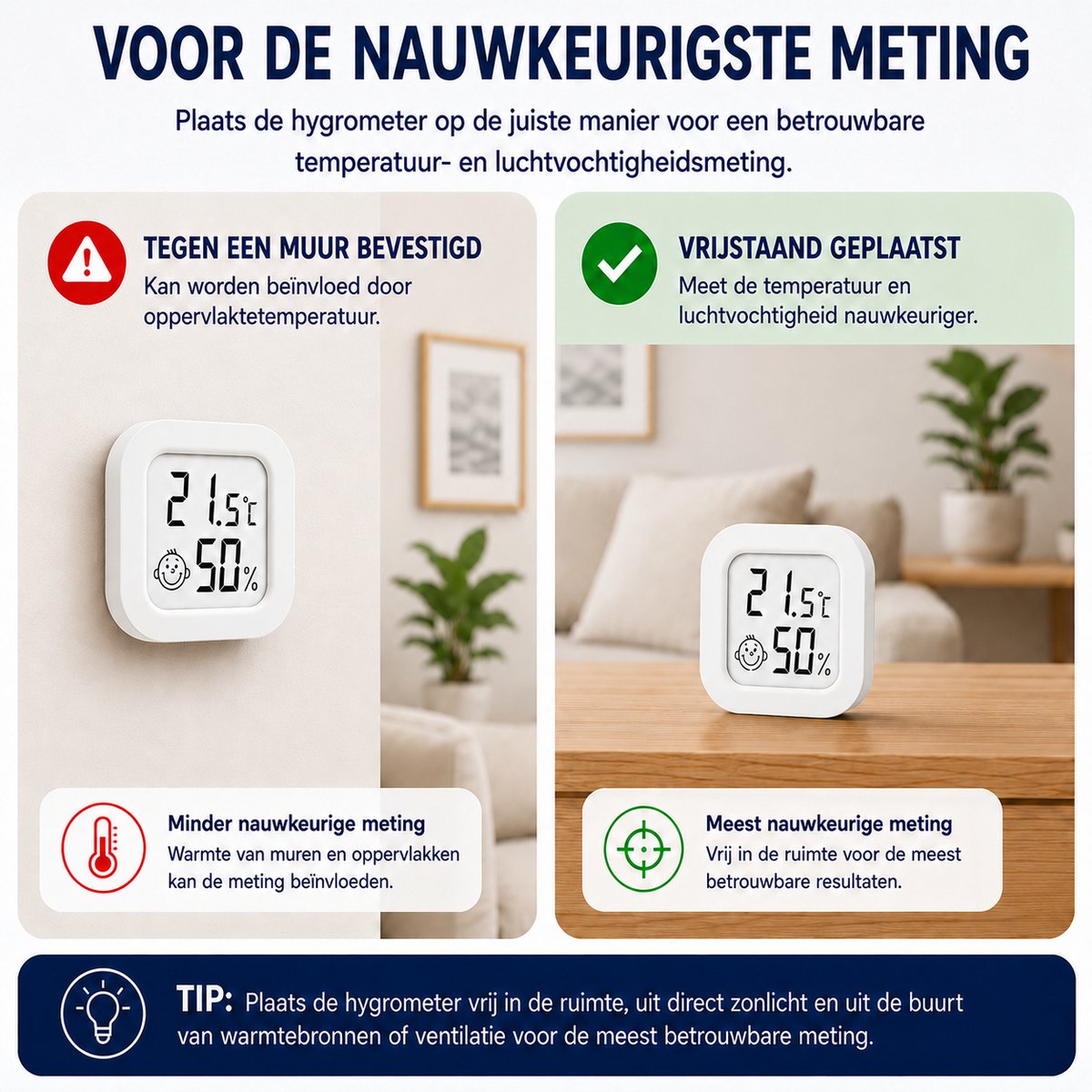 Joybelli® Digitale Hygrometer 2-Pack met Temperatuurmeter – Luchtvochtigheidsmeter voor Babykamer, Slaapkamer en Woonkamer – Inclusief 4 Batterijen — cadeau in Cadeau-ideeën - foto 6