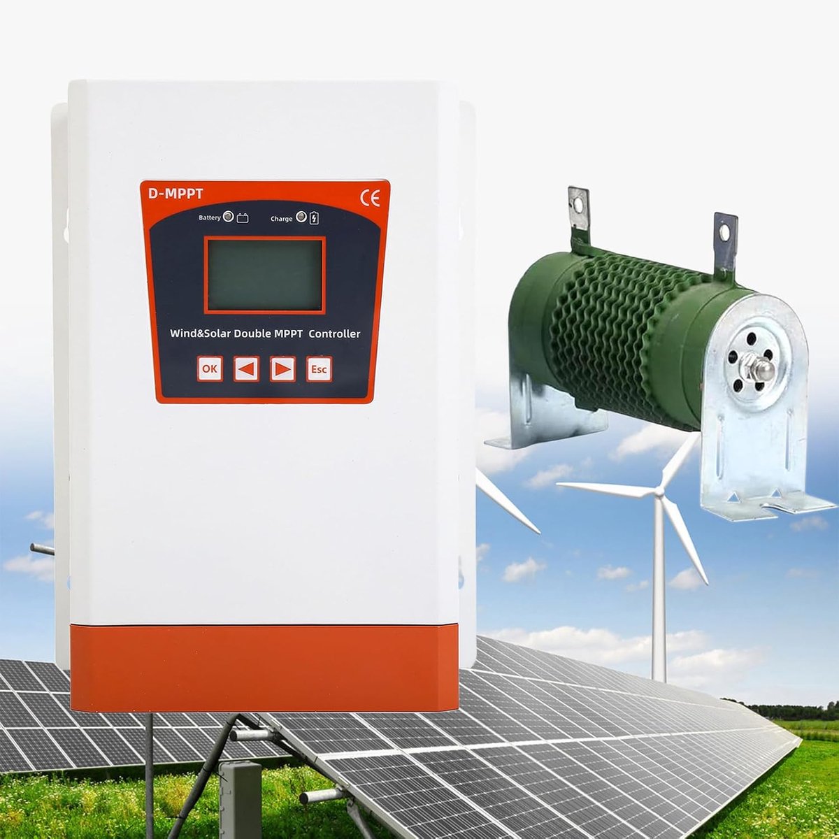 Hybride Laadregelaar - Dual MPPT Controller - Energie Opwekking - Automatische Spanning Detectie - 12000V 8000W - Zwart