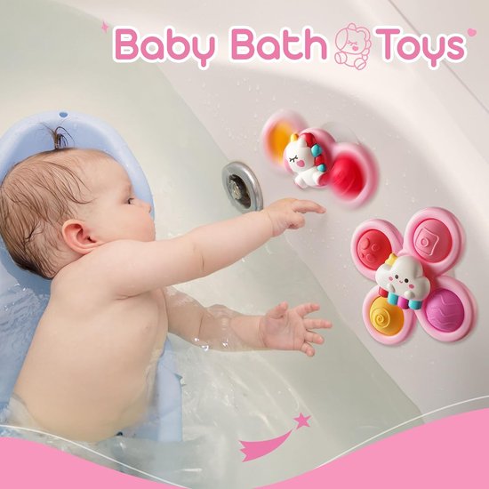 COOAU - 3 Stuks Zuignap Spinner Speelgoed voor Baby - Eenhoorn Ster Wolk Zintuiglijk Fidget Speelgoed - Vroegopvoedend Bad en Raam Speelgoed voor Peuters 1-3 Jaar van Cooau — afbeelding 5