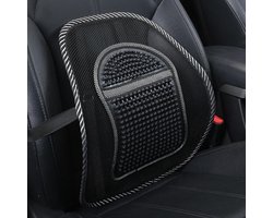 Lendensteun Auto - Rugkussen Ergonomisch - Comfortabel Rijden - Verkoelend Mesh - 1 Stuk - Zwart