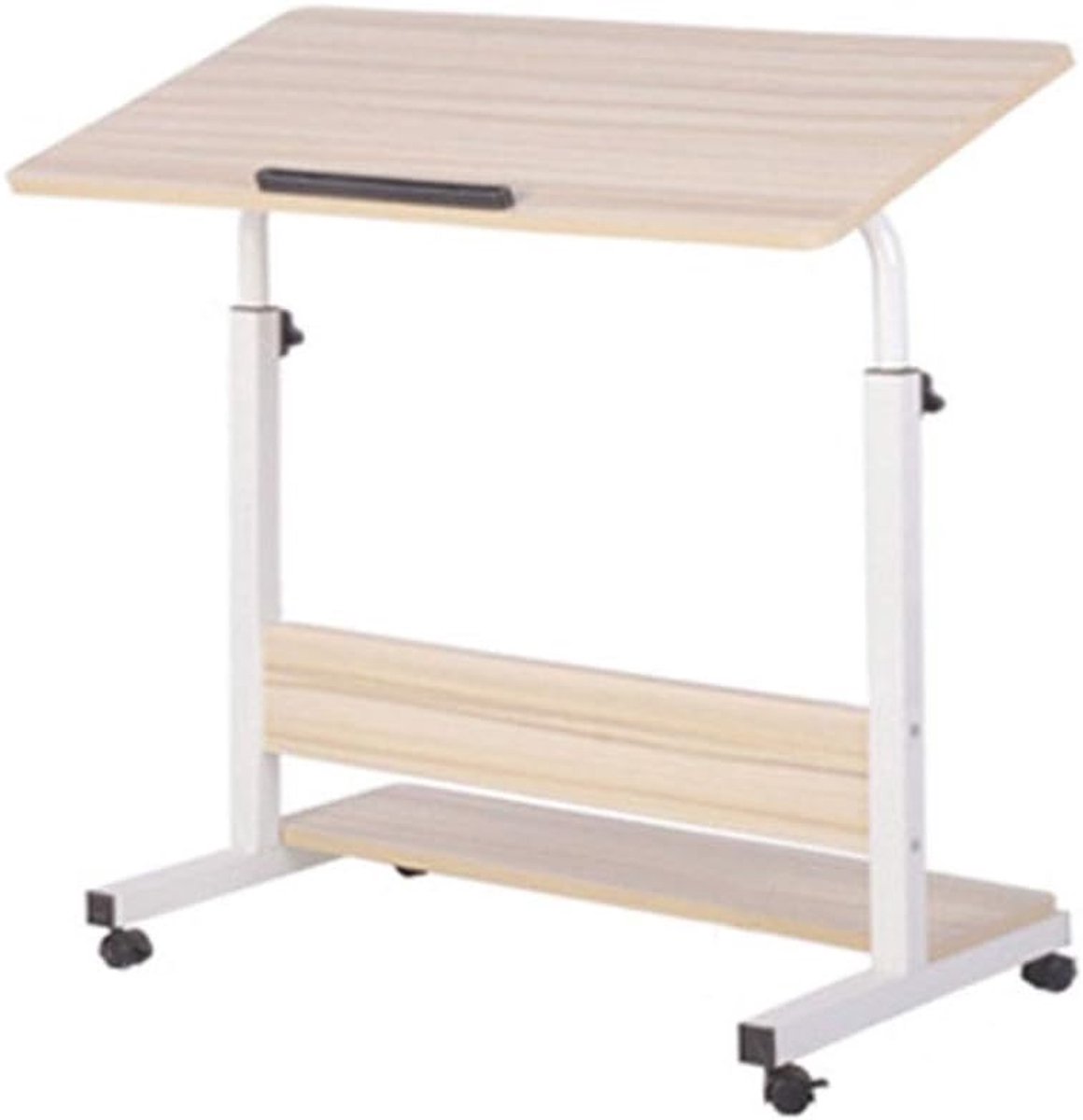 Verrijdbaar Bureau - Laptop Tafel - Werken aan Bed - In Hoogte Verstelbaar - 80x40cm - Wit