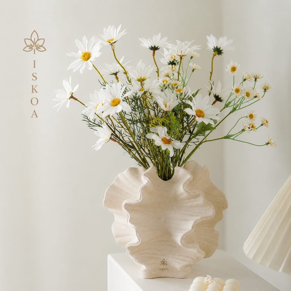 vaas - Keramische vaas - wit - vaasdecoratie - bloemenvaas - set van 2 delig