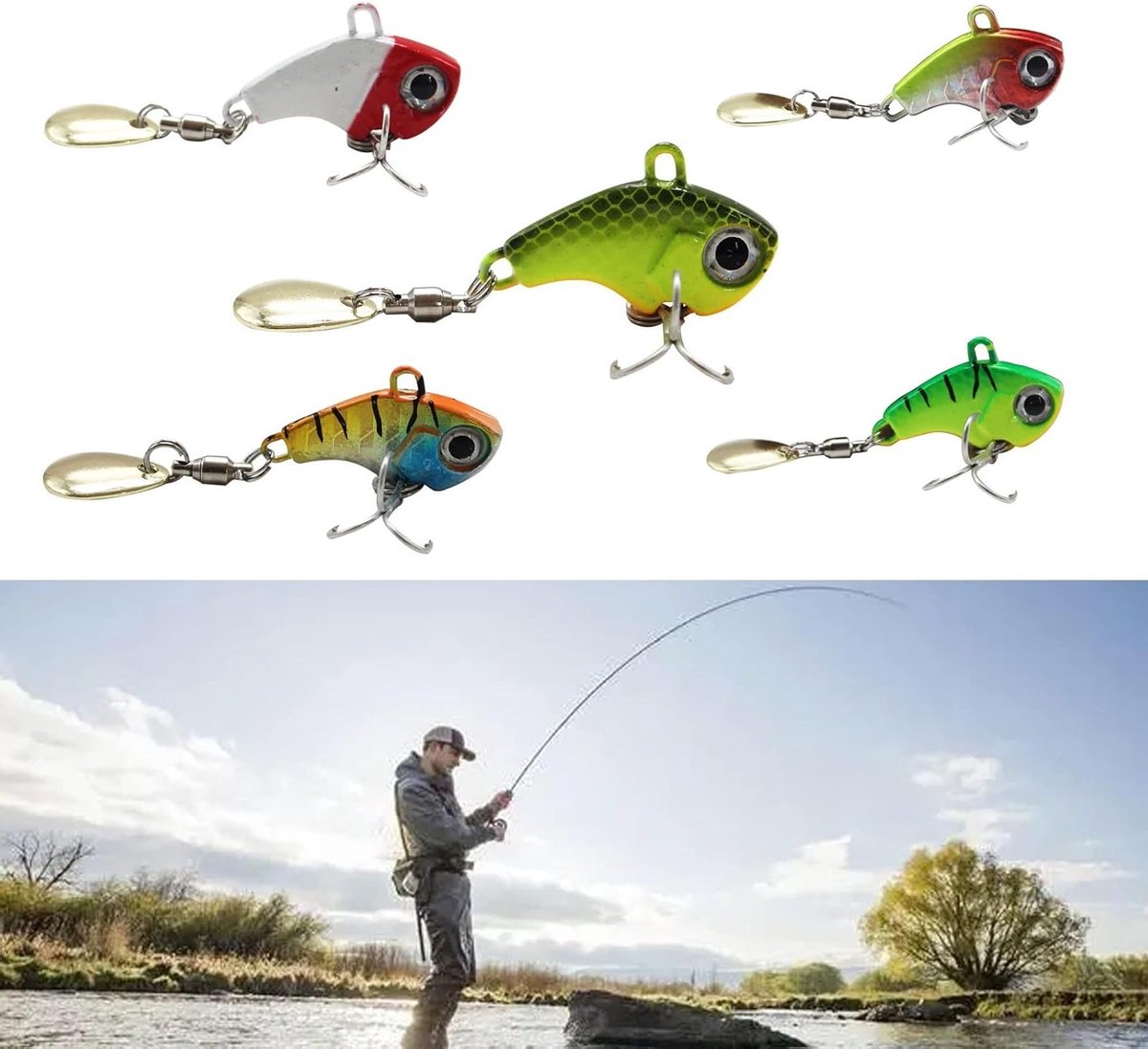 Vissen met Jig Spinners (5 Stuks) - 5g/7g/10g/14g/20g, Metaal, 5 Kleuren, Perfect voor Baars, Forel en Zeebaars