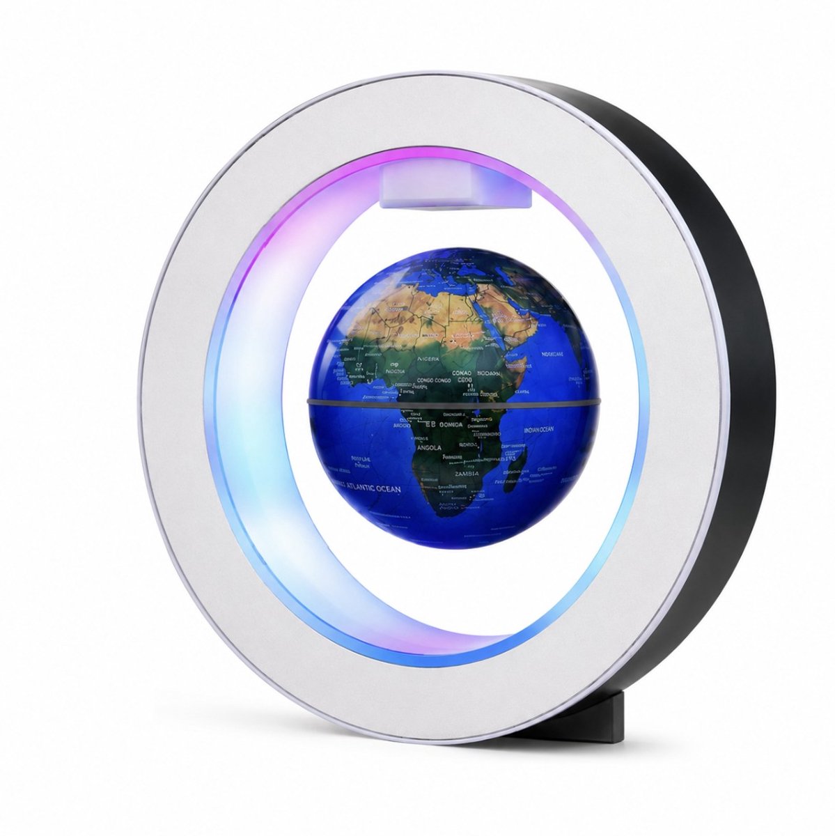 BSS® Magnetische Zwevende Wereldbol met LED Verlichting – Levitatie Globe O-Vorm Design – Decoratieve Lamp voor Bureau, Kantoor en Woonkamer