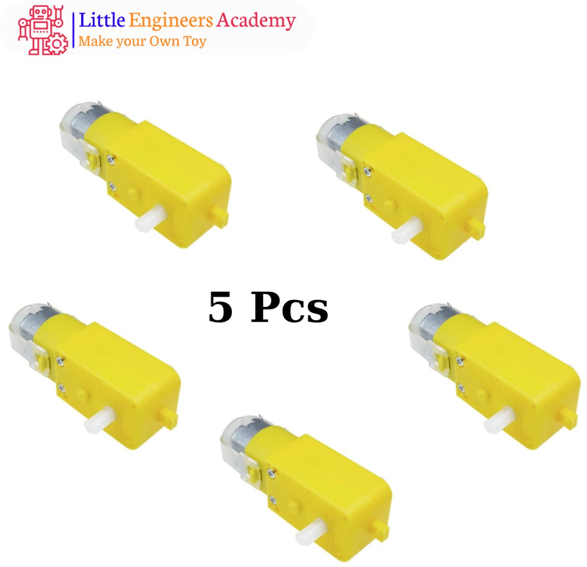 LEA - Smart Car DC Gear Motor 3V - 6V Dual Shaft - TT Motor 125RPM voor Arduino 5pcs