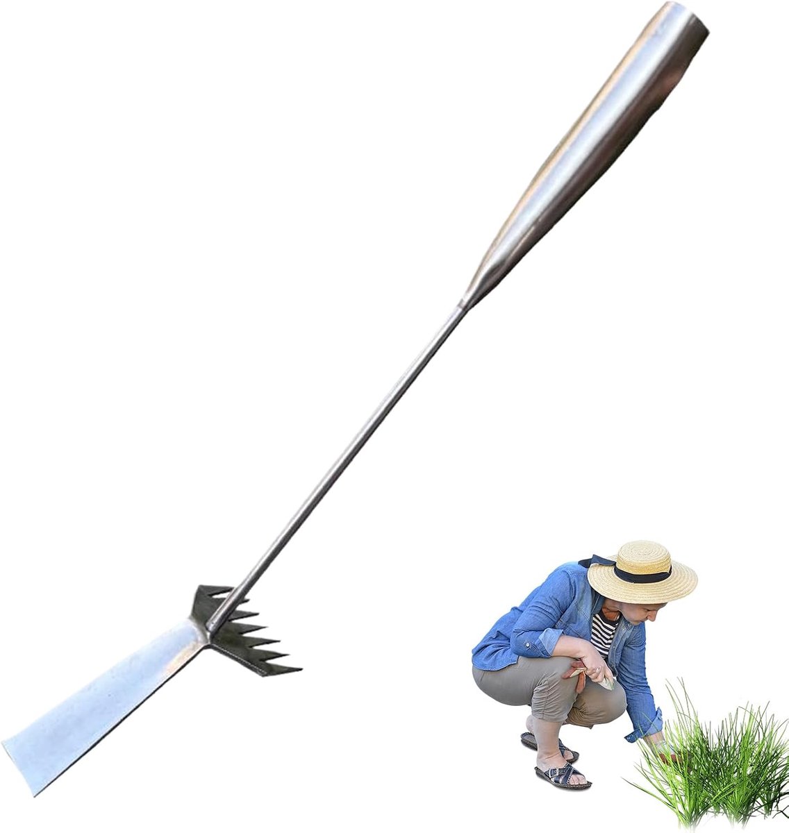 Hand Onkruidsteker - Tuin trekker - Onkruid verwijderen - Lange steel - 50 cm - Metaal
