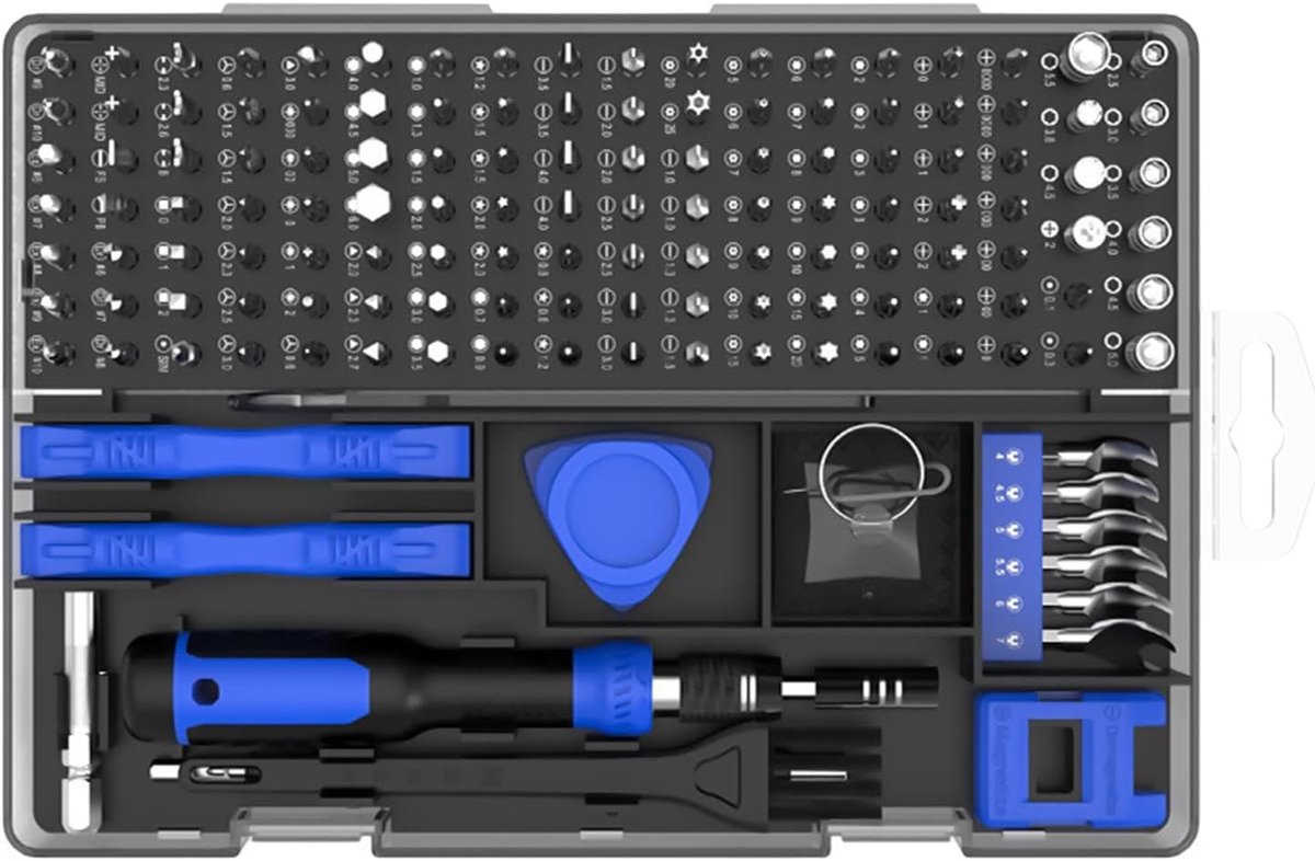 Schroevendraaierset 160-delig - Reparatieset Precisie - Elektronica Repareren - Ergonomische Handgreep - 160 Stuks - Grijs