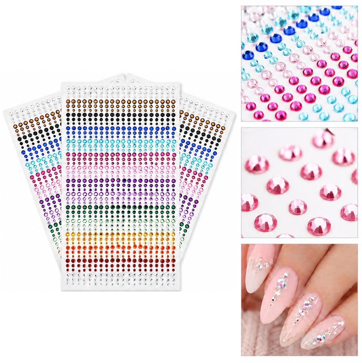 Goodbitz® - Rhinestones zelfklevend - 3 stuks - Rhinestones steentjes - Strasssteentjes - Steentjes nagels - Plak diamantjes - Plaksteentjes