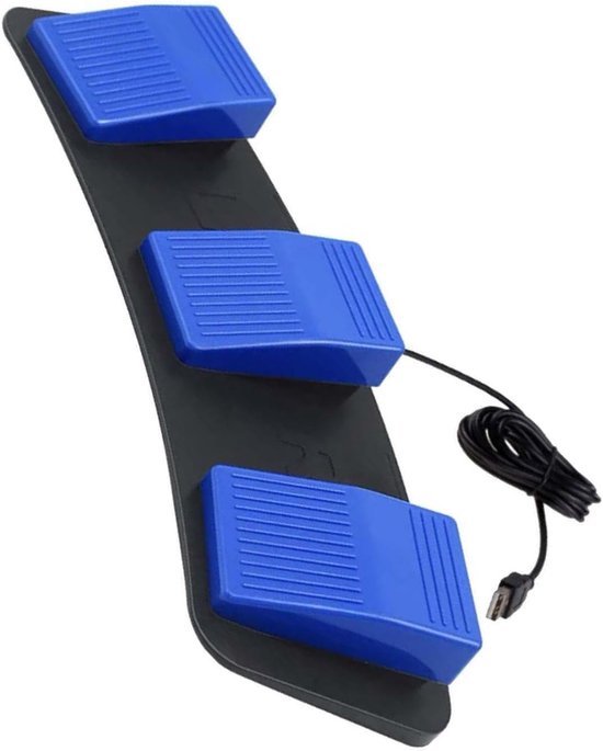 USB Voetpedaal - Voetschakelaar Pedaal - Computer Bediening - Drie Schakelaars - 36.7 cm - Blauw — afbeelding 2