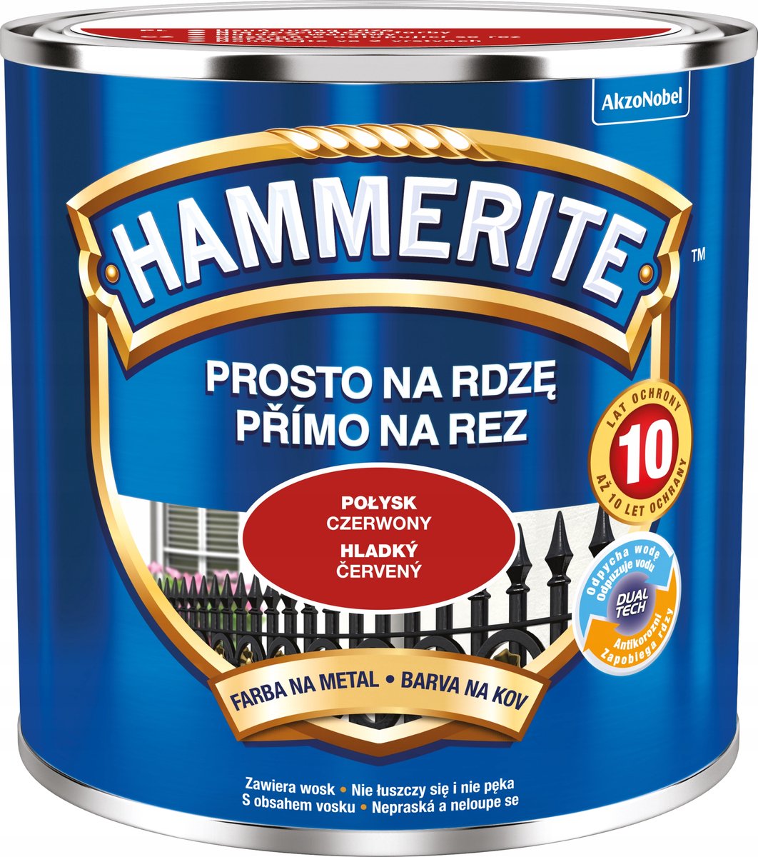 Hammerite Direct roest glad 0,25 l, Rood