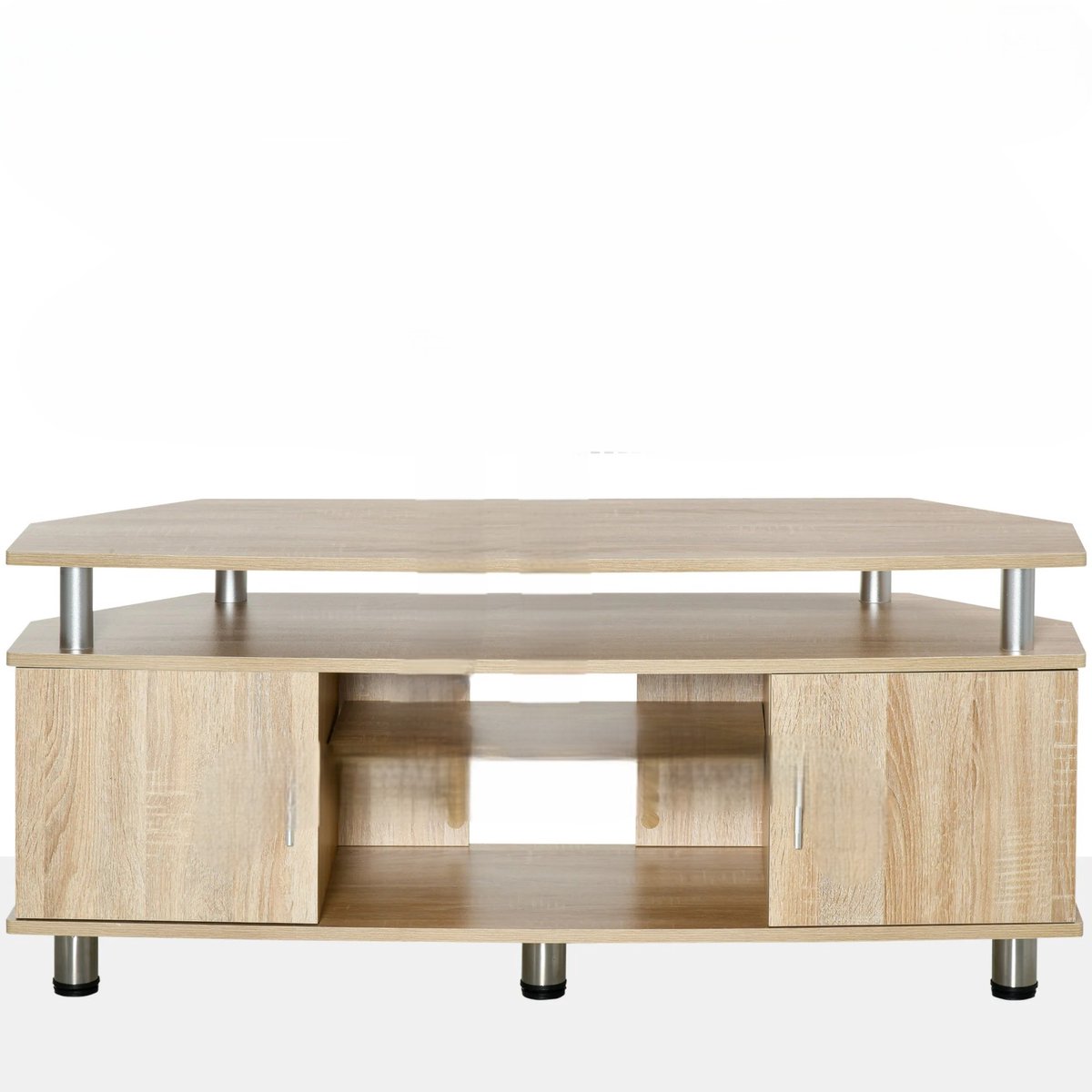Questyr TV -Meubel - Ruime Opbergruimte - 2 Deuren - Open Vakken - Geschikt voor TV’s tot 55 inch - Modern Houtdesign - 120×39,5×52 cm Houtkleur Naturel