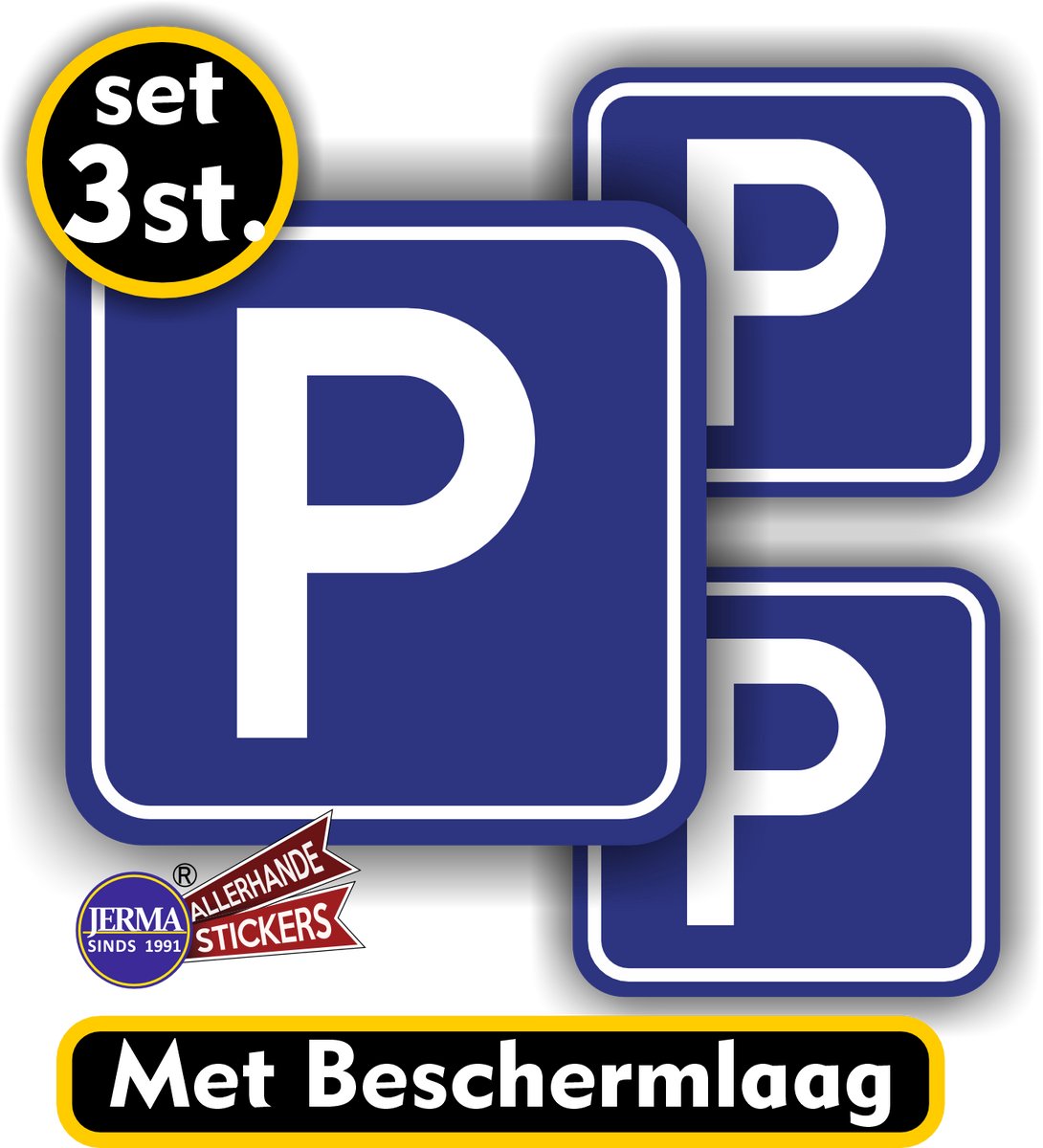 Jerma-Parkeerbord Sticker–Set van 3 stuks-Weer- & UV-bestendig