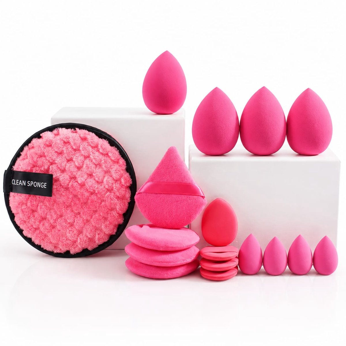 IBORA 17-Delige Beauty Blender Set – Make-up Sponsen, Powder Puffs & Beauty Accessoires