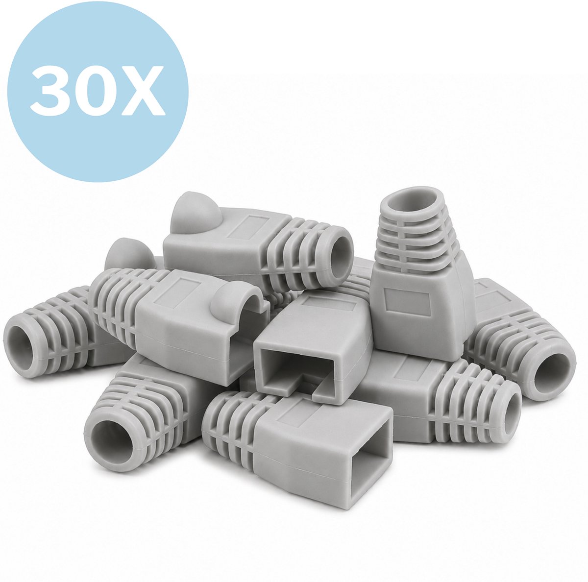 By Qubix internetkabel - 30 x RJ45 Netwerkkabel Tule - UTP en FTP Connector - Grijs - UTP kabel