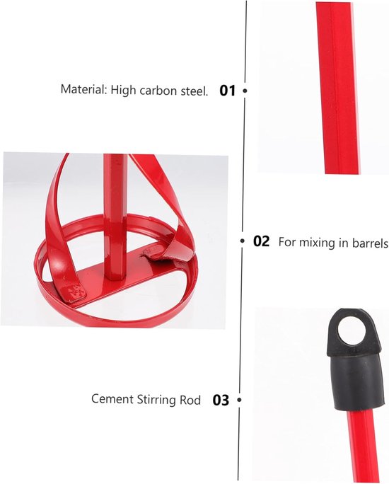 Mengstokken Set - Verf Mixer - Materiaalmengen - Hoog Koolstofstaal - 40x6cm - Rood — afbeelding 5
