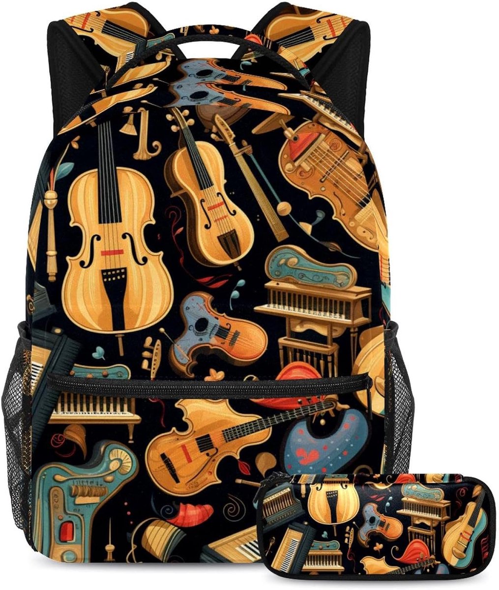 Schooltas Set - Rugzak met etui - Schoolbenodigdheden organiseren - Verbreden gevoerde banden - 29.4 x 20 x 40 cm
