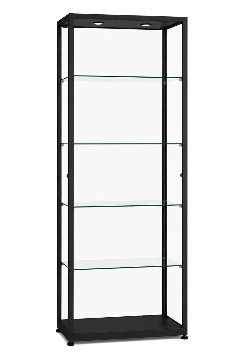 Vitrine Trendline Essential aluminum 800 EPVZ kleur zwart met Led plafondverlichting