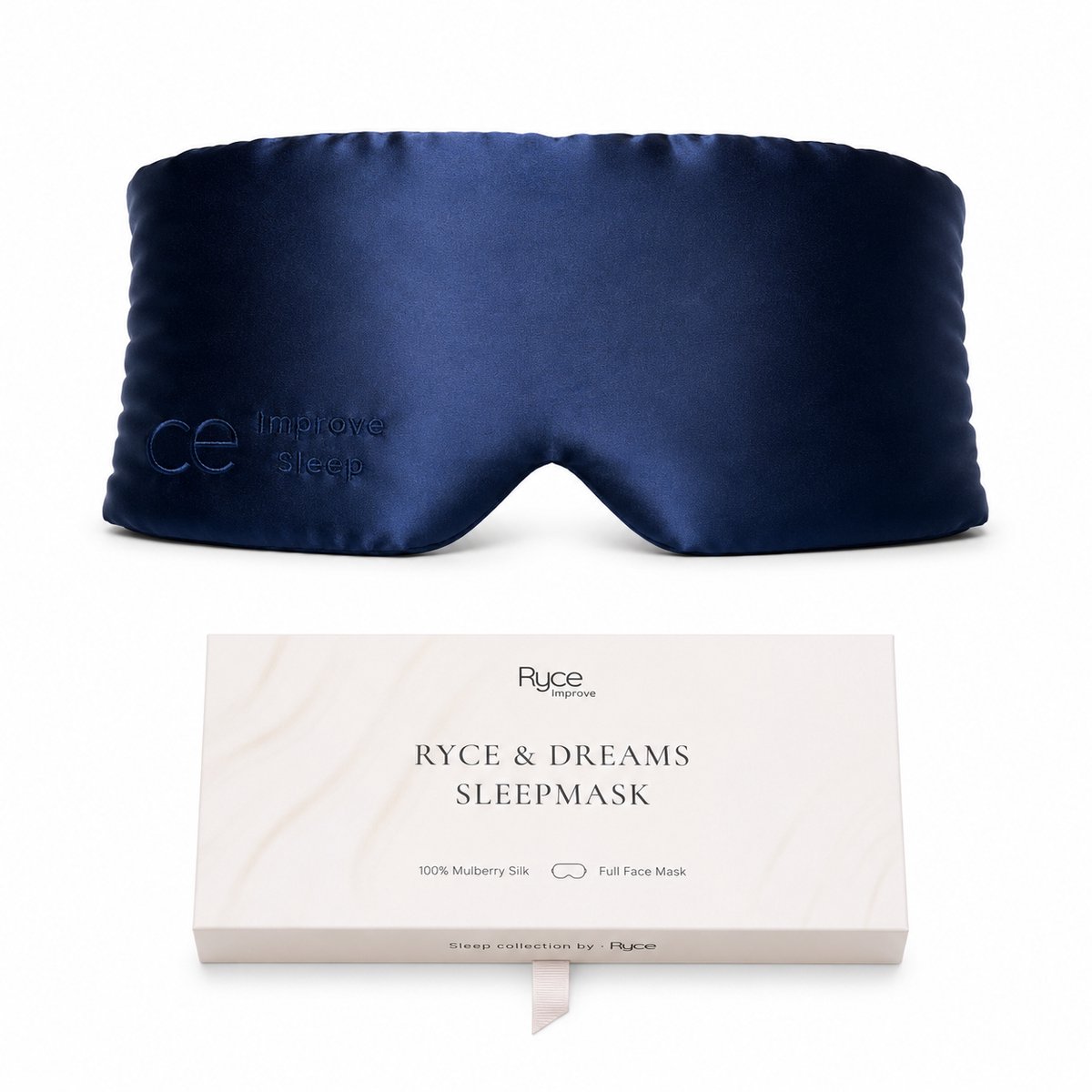 Bol.com Ryce® Zijden Slaapmasker - Oogmasker - Vrouwen & Mannen - Full Cover - Cadeau - Blauw aanbieding