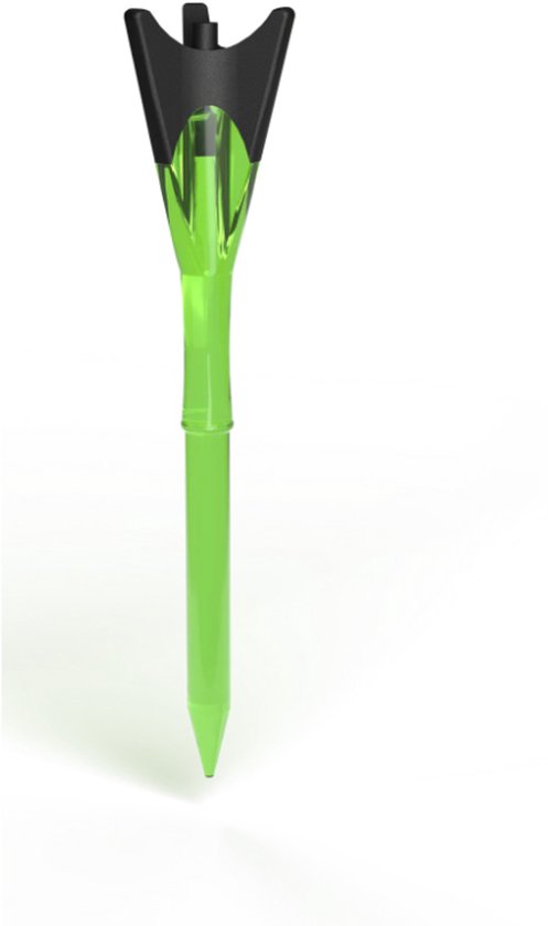 Een enkele groene golf tee met zwarte kop, 3-1/4 inch.